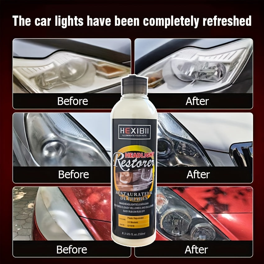8.5oz Car Headlight Restoration Fluid Automotive Headlight Oxidation Yellowing Scratches Blurring Enhancement Crystal Plating Coating Refurbishment Agent