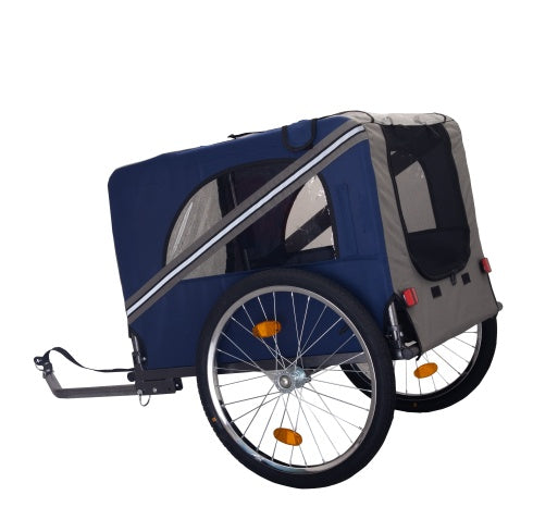 Dog Bike Trailer, Breathable Mesh Dog Cart With 3 Entrances, Safety Flag, 8 Reflectors, Folding Pet Carrier Wagon With 20 Inch Wheels, Bicycle Carrier For Medium And Small Sized Dogs