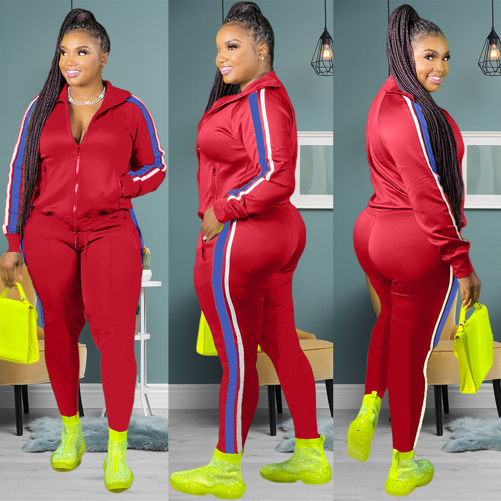 Casual stitching two-piece women's clothing