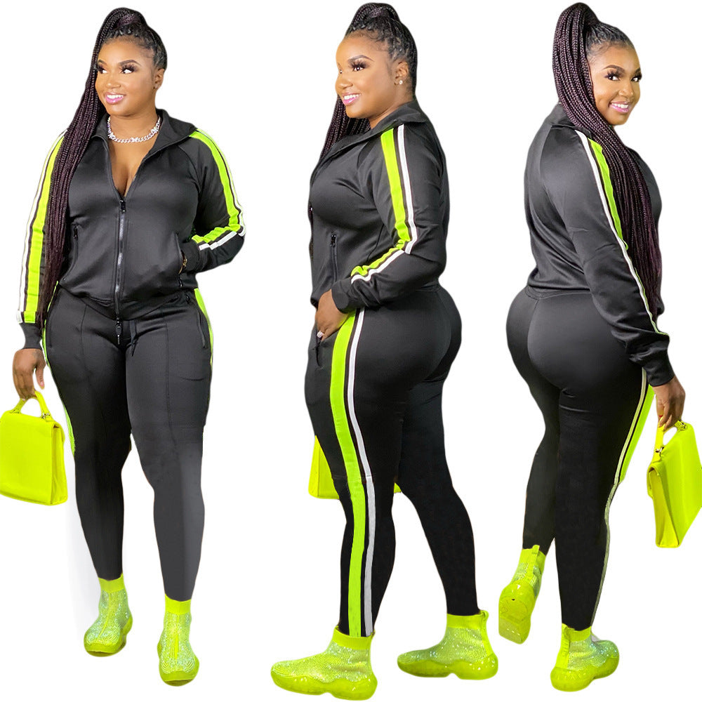 Casual stitching two-piece women's clothing
