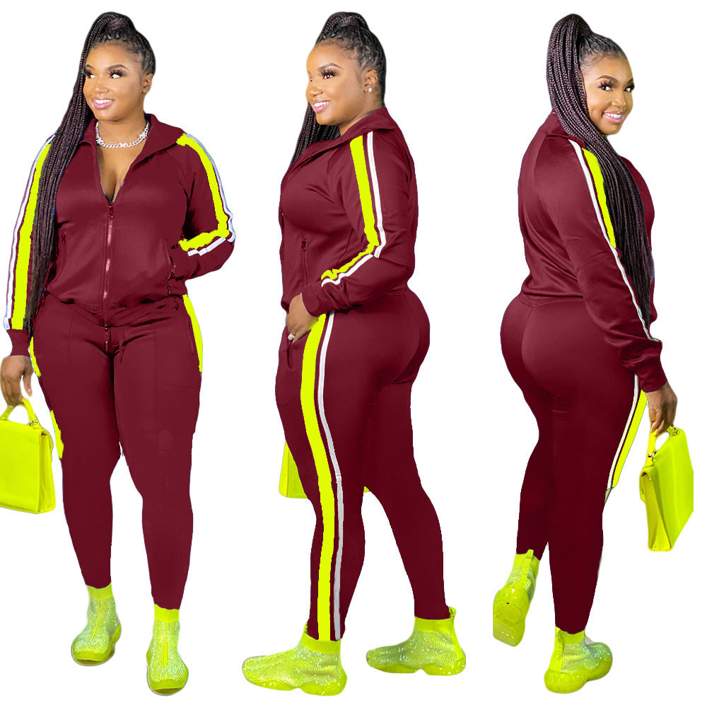 Casual stitching two-piece women's clothing