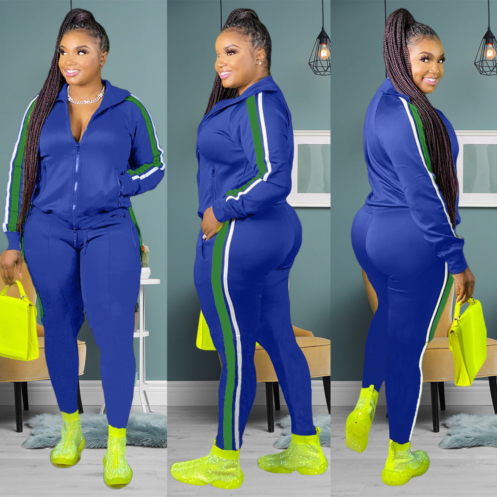 Casual stitching two-piece women's clothing