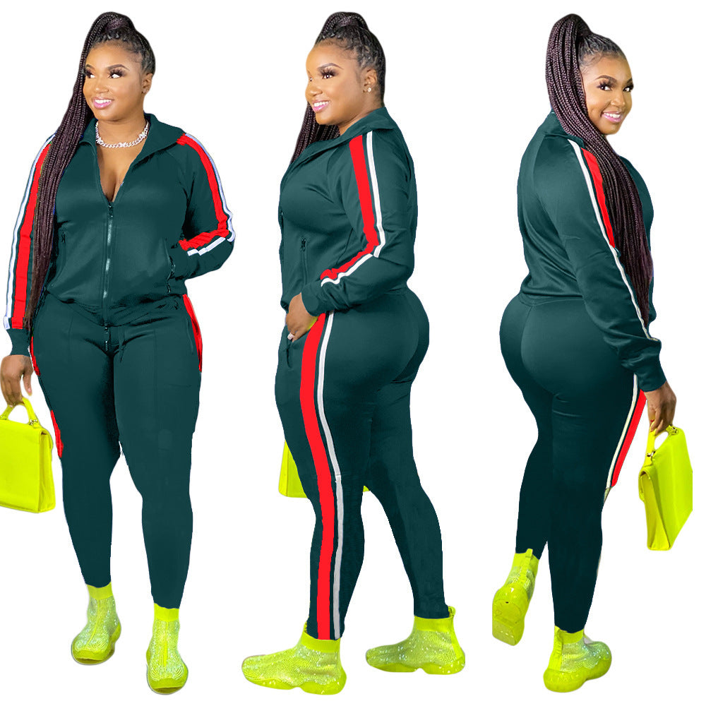 Casual stitching two-piece women's clothing