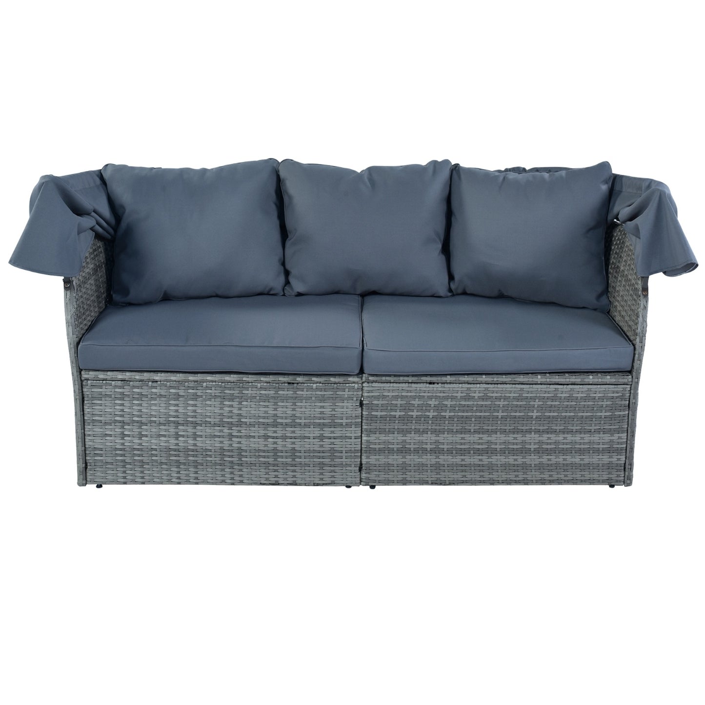 Patio Furniture Set Daybed Sunbed With Canopy Wicker Conversation Set