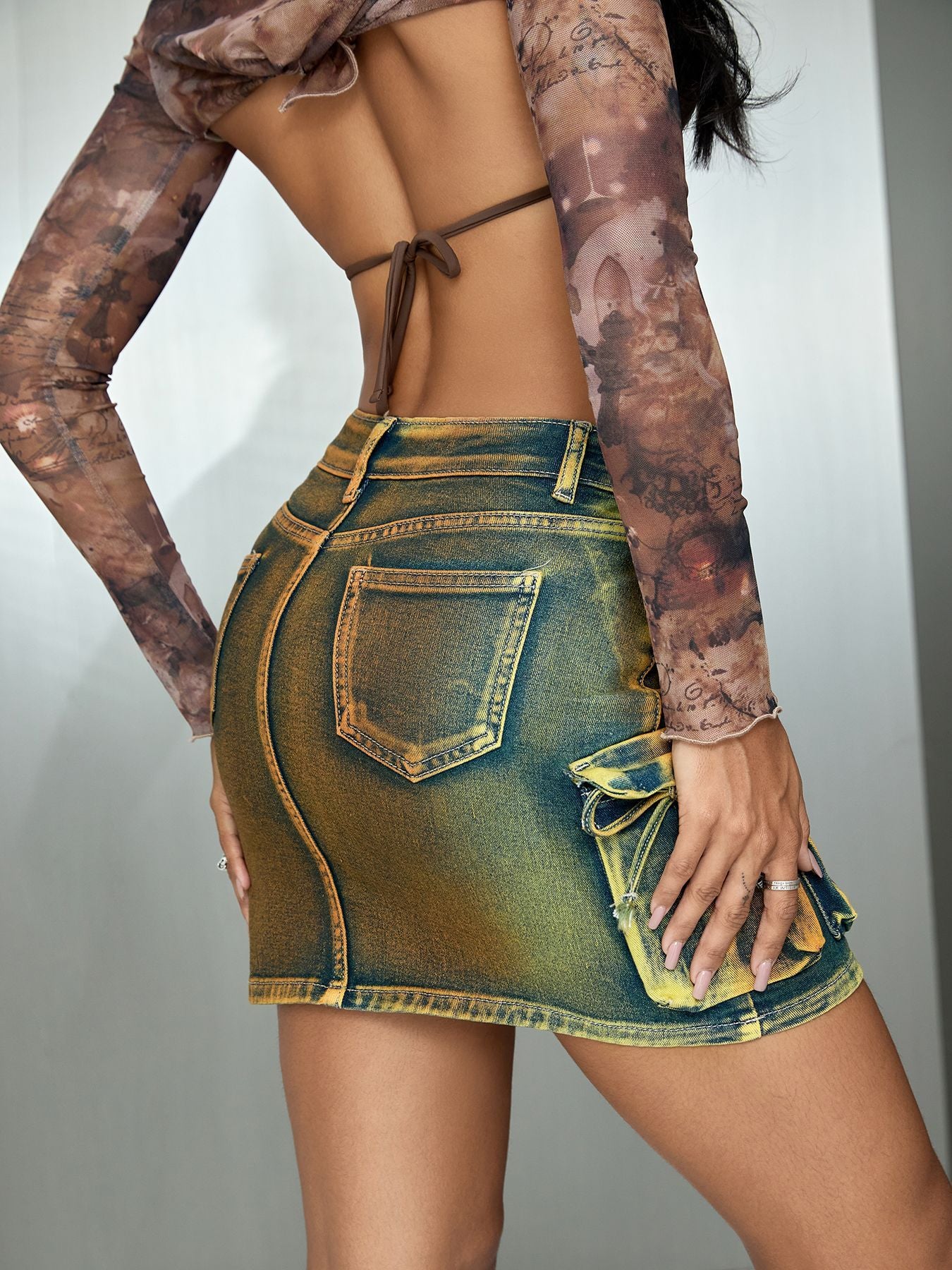 Denim Stretch Ultra-short Skirt