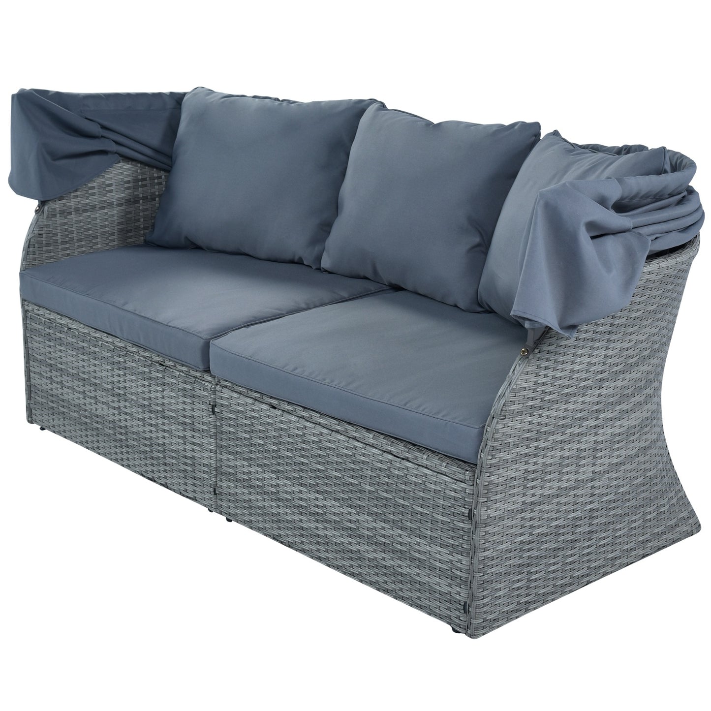 Patio Furniture Set Daybed Sunbed With Canopy Wicker Conversation Set