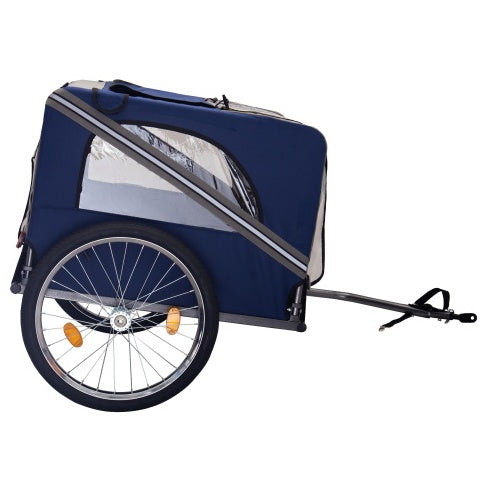 Dog Bike Trailer, Breathable Mesh Dog Cart With 3 Entrances, Safety Flag, 8 Reflectors, Folding Pet Carrier Wagon With 20 Inch Wheels, Bicycle Carrier For Medium And Small Sized Dogs