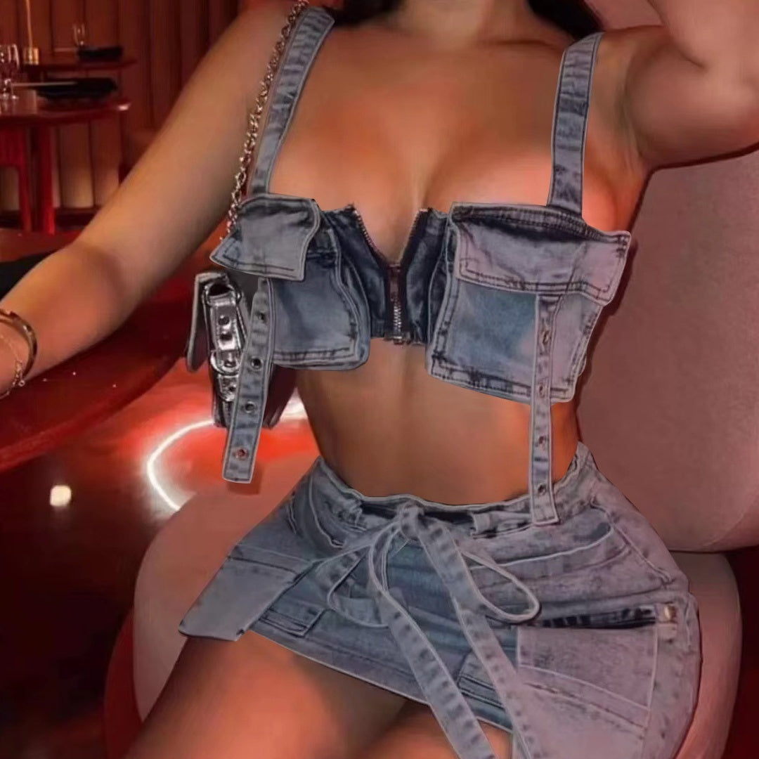 Denim Strapless Suit