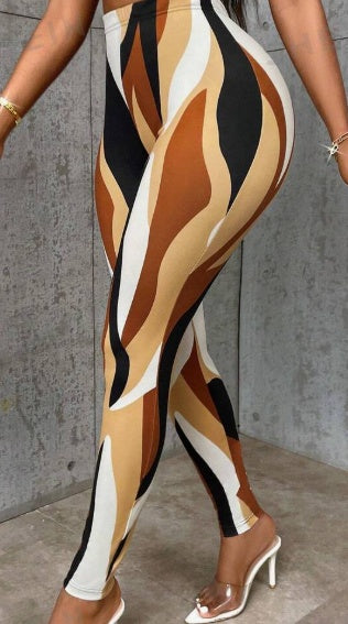 Casual Colorblock Stretchy Leggings