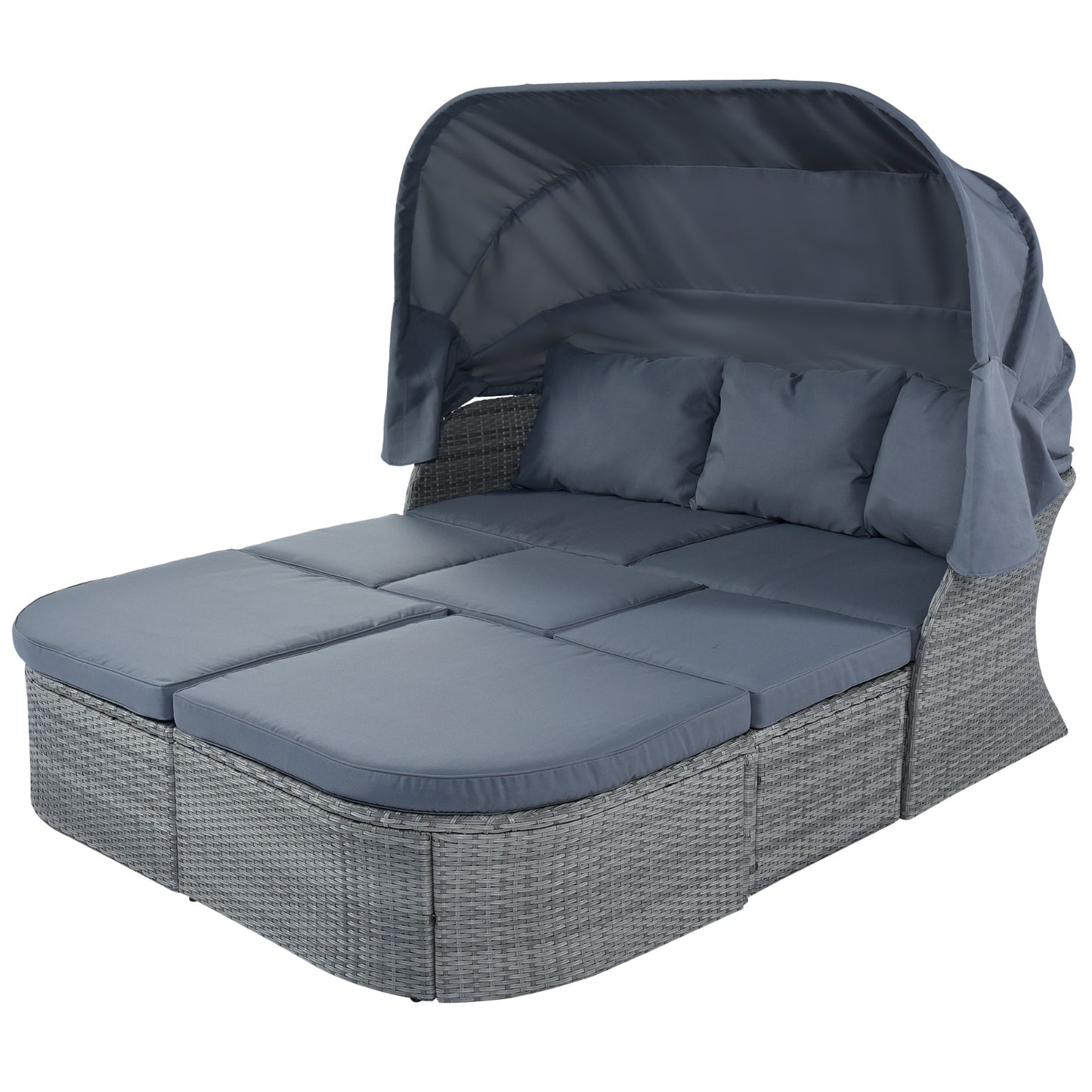 Patio Furniture Set Daybed Sunbed With Canopy Wicker Conversation Set