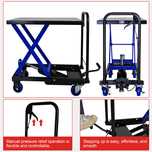 Hydraulic Lift Trolley, 500 LBS Capacity For Material Handling And Transportation