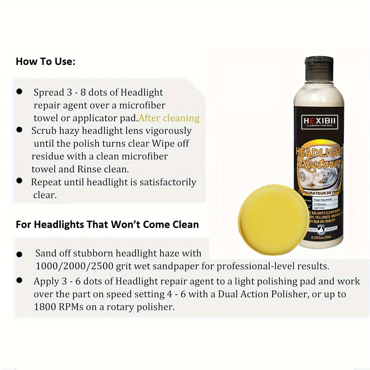 8.5oz Car Headlight Restoration Fluid Automotive Headlight Oxidation Yellowing Scratches Blurring Enhancement Crystal Plating Coating Refurbishment Agent