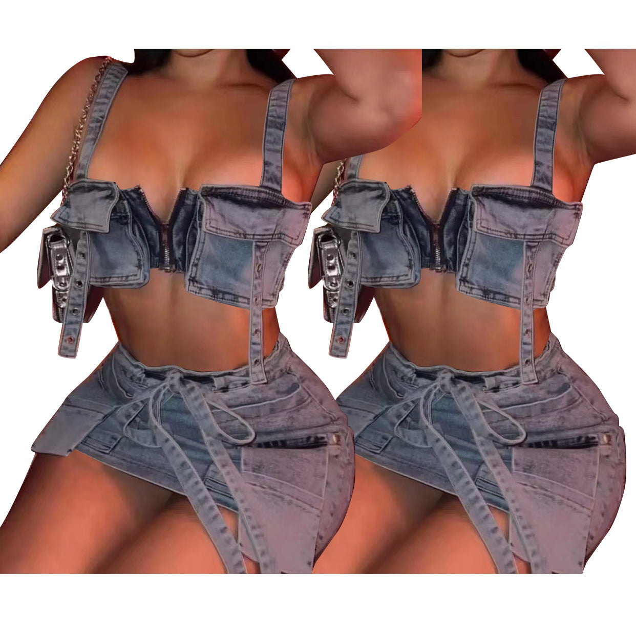 Denim Strapless Suit