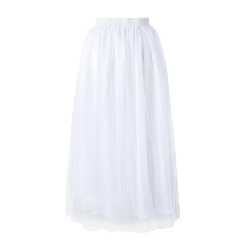 Women Tutu Long Skirt Front Split Layered Tulle Maxi Puffy Skirts Floor Length Wedding Night Out Party Club Clothes