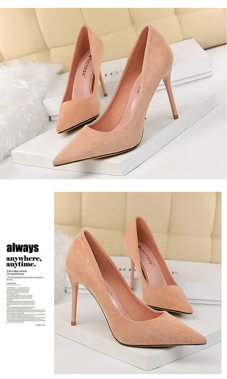 BIGTREE Shoes Suede Woman Pumps New High Heels For Women Office Shoes Fashion Stiletto Heels Women Basic Pump Plus Size 42 43
