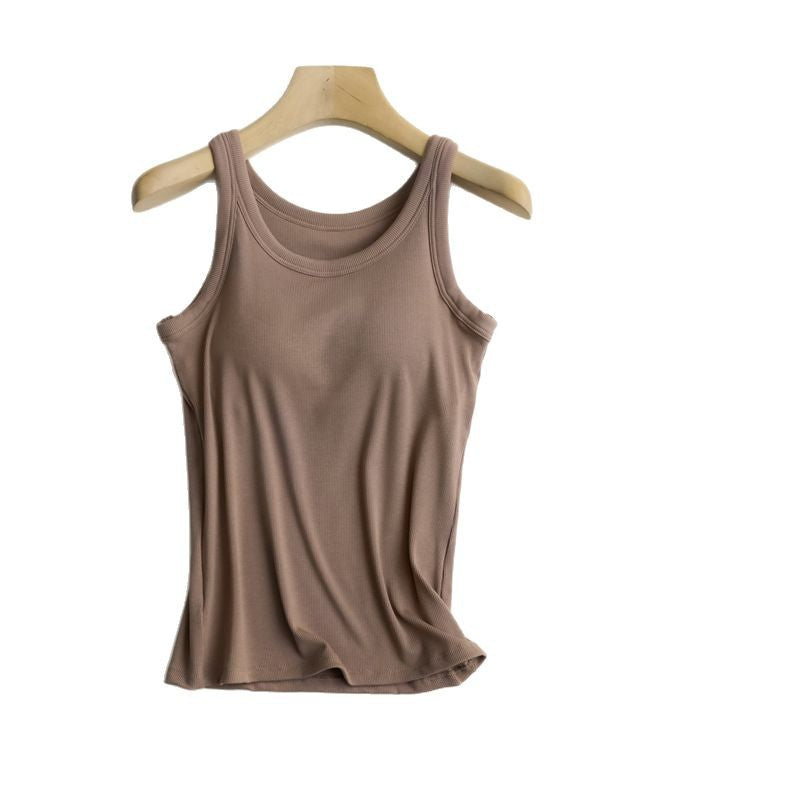 Wear-free Bra Strap Chest Pad Integrated Thread Camisole