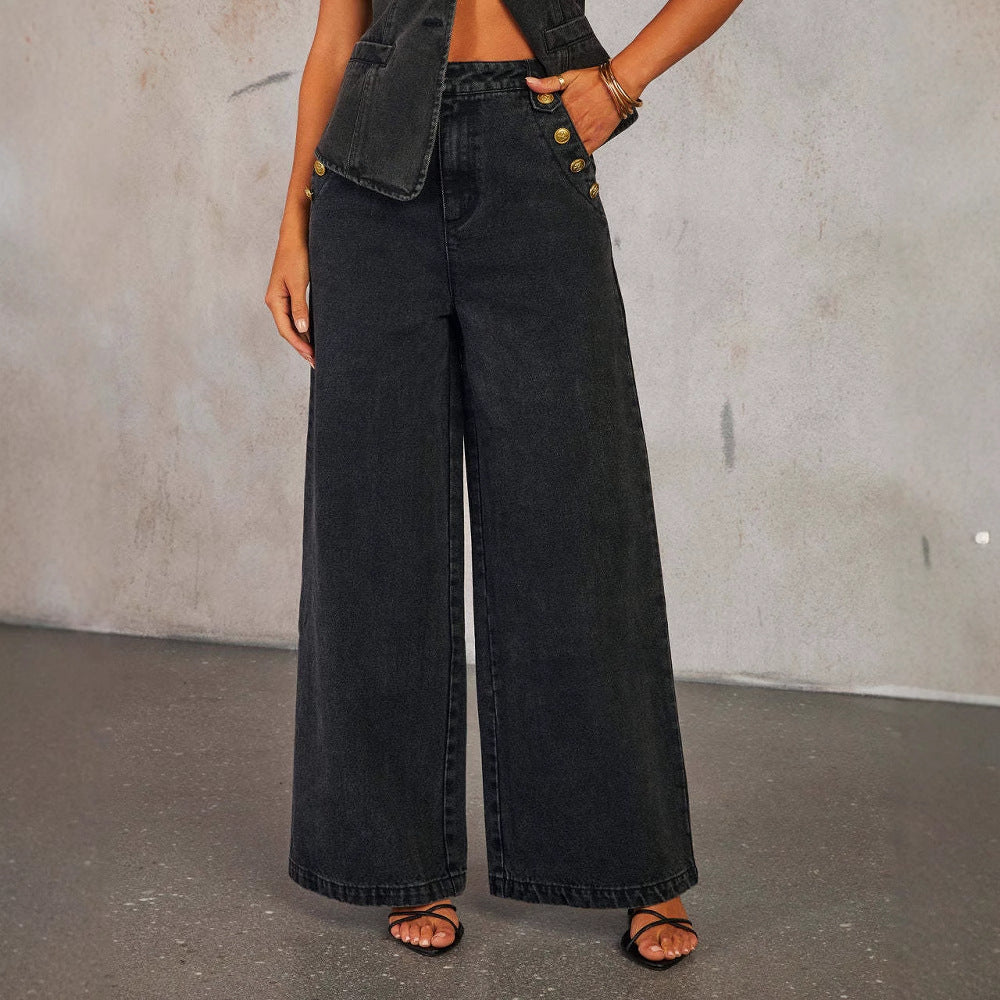 Fashion Sleeveless Denim Suit