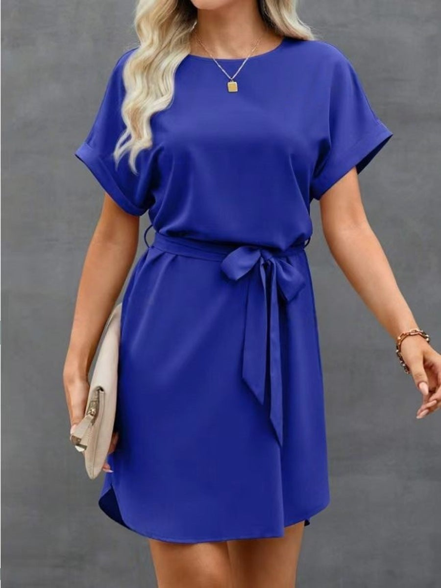 Lace-up Waist Short Sleeve Dress