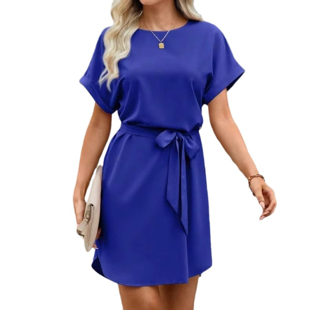 Lace-up Waist Short Sleeve Dress