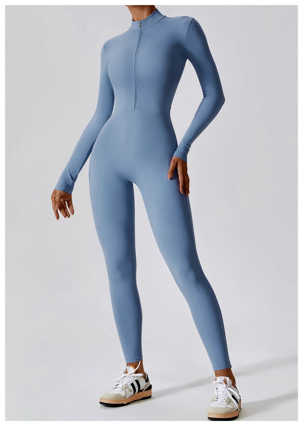 Yoga Set Sexy Long Sleeved Jumpsuit Suit Zipper Sexy Gym Exclusive Push Up Sit Ups Workout Clothes Fitness Bodysuit Sportswear