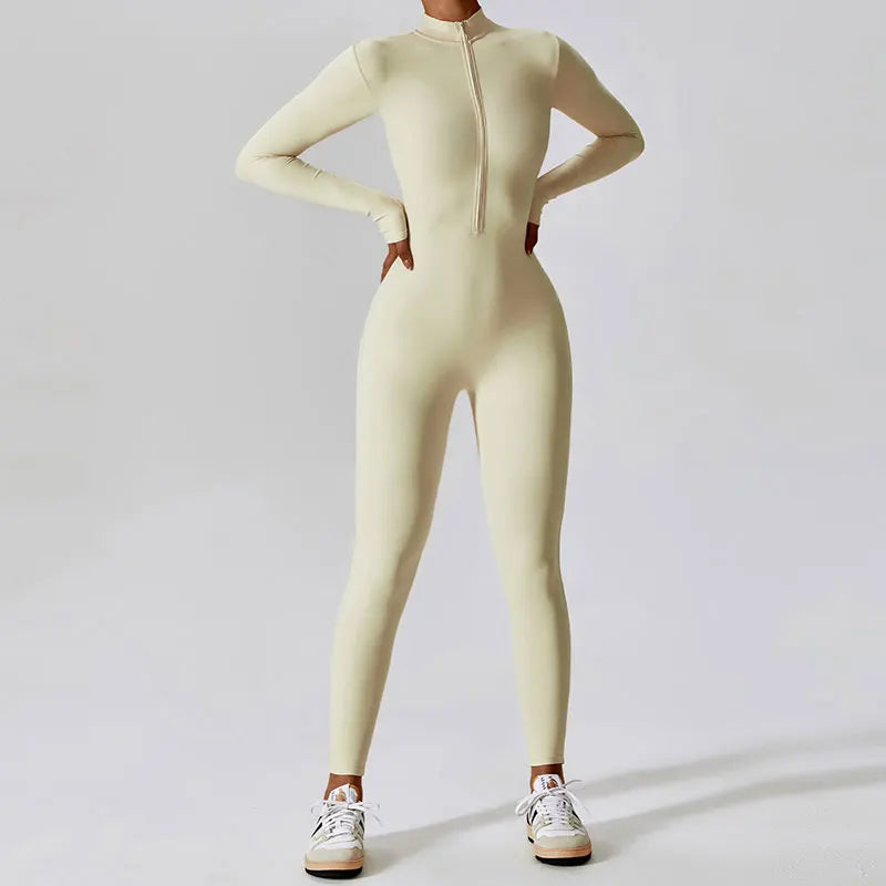 Yoga Set Sexy Long Sleeved Jumpsuit Suit Zipper Sexy Gym Exclusive Push Up Sit Ups Workout Clothes Fitness Bodysuit Sportswear