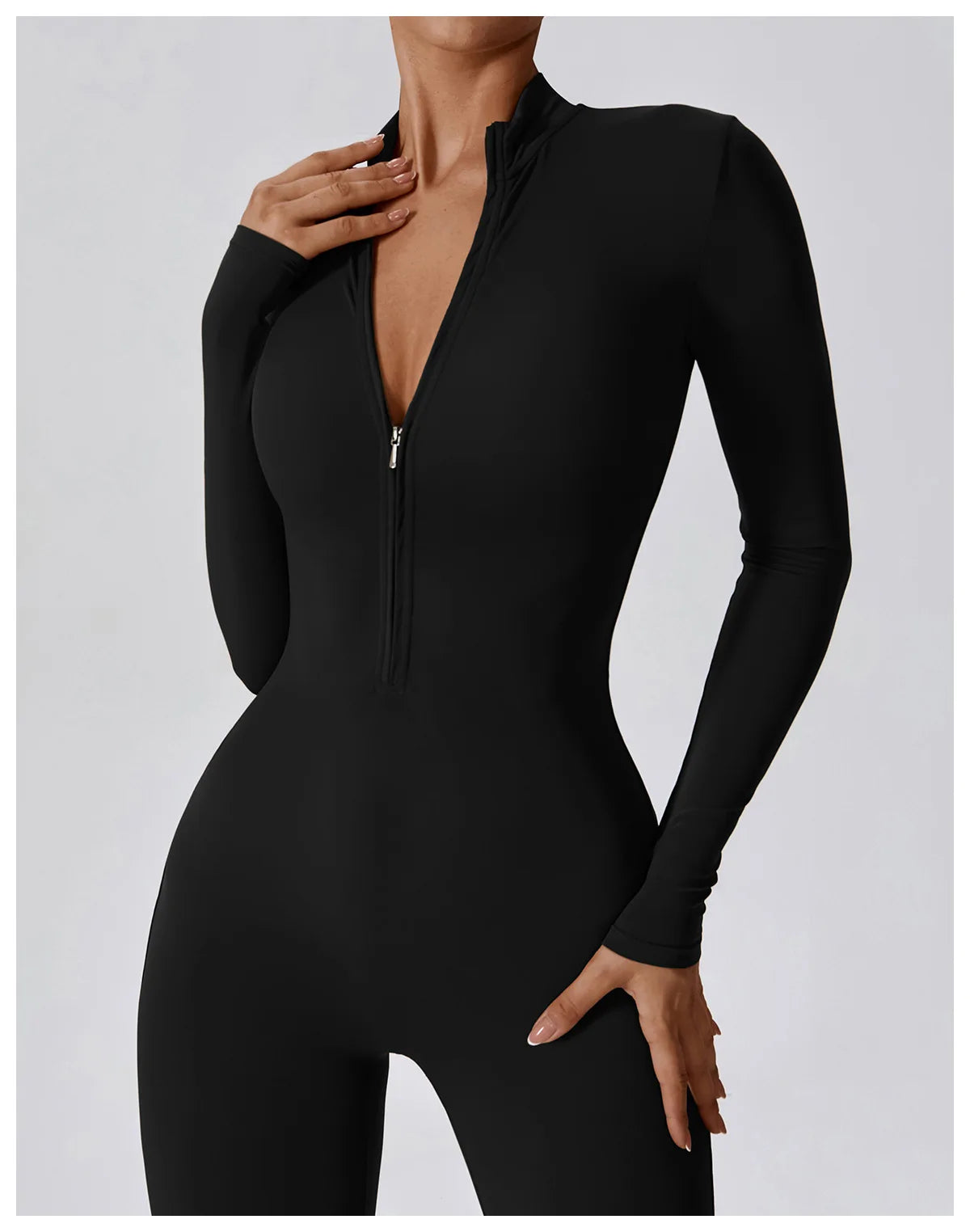 Yoga Set Sexy Long Sleeved Jumpsuit Suit Zipper Sexy Gym Exclusive Push Up Sit Ups Workout Clothes Fitness Bodysuit Sportswear
