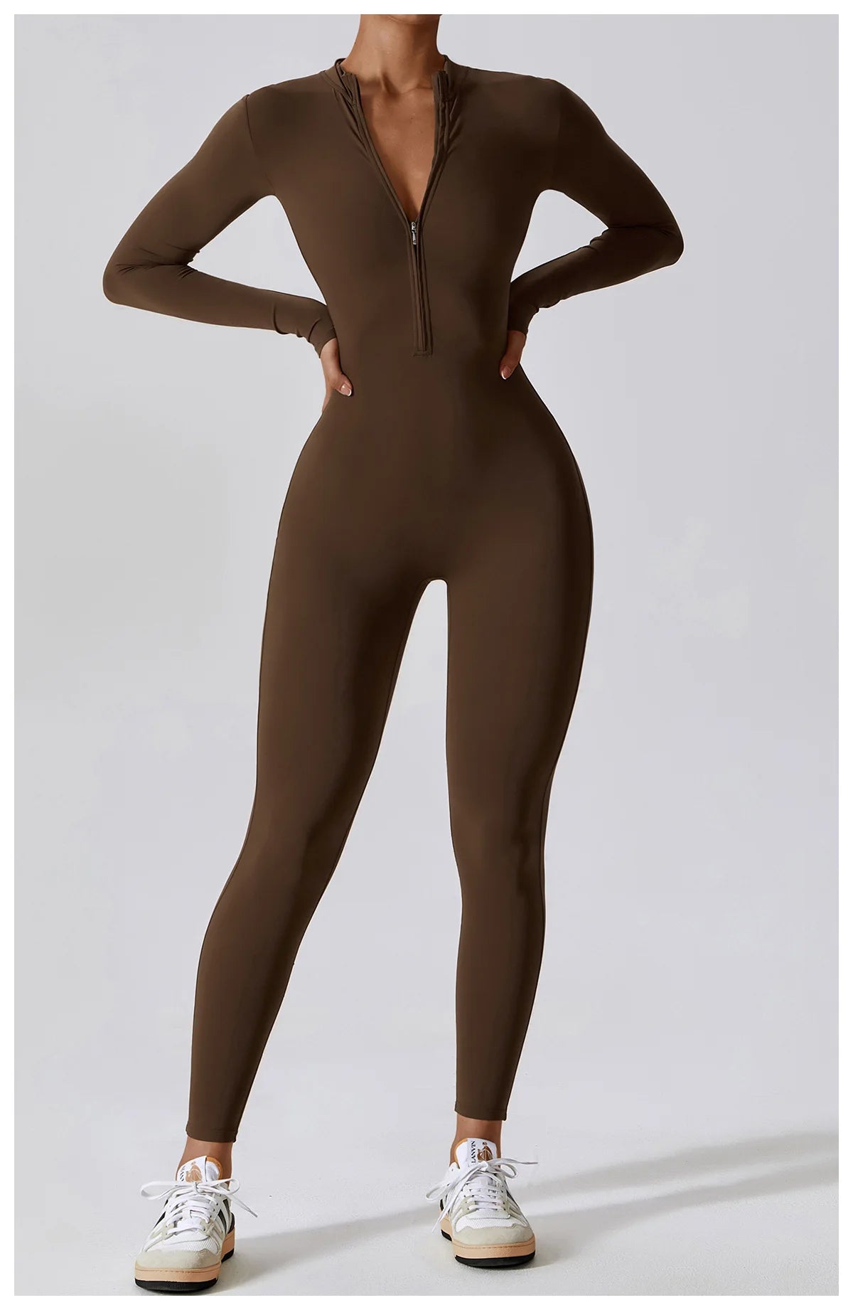 Yoga Set Sexy Long Sleeved Jumpsuit Suit Zipper Sexy Gym Exclusive Push Up Sit Ups Workout Clothes Fitness Bodysuit Sportswear