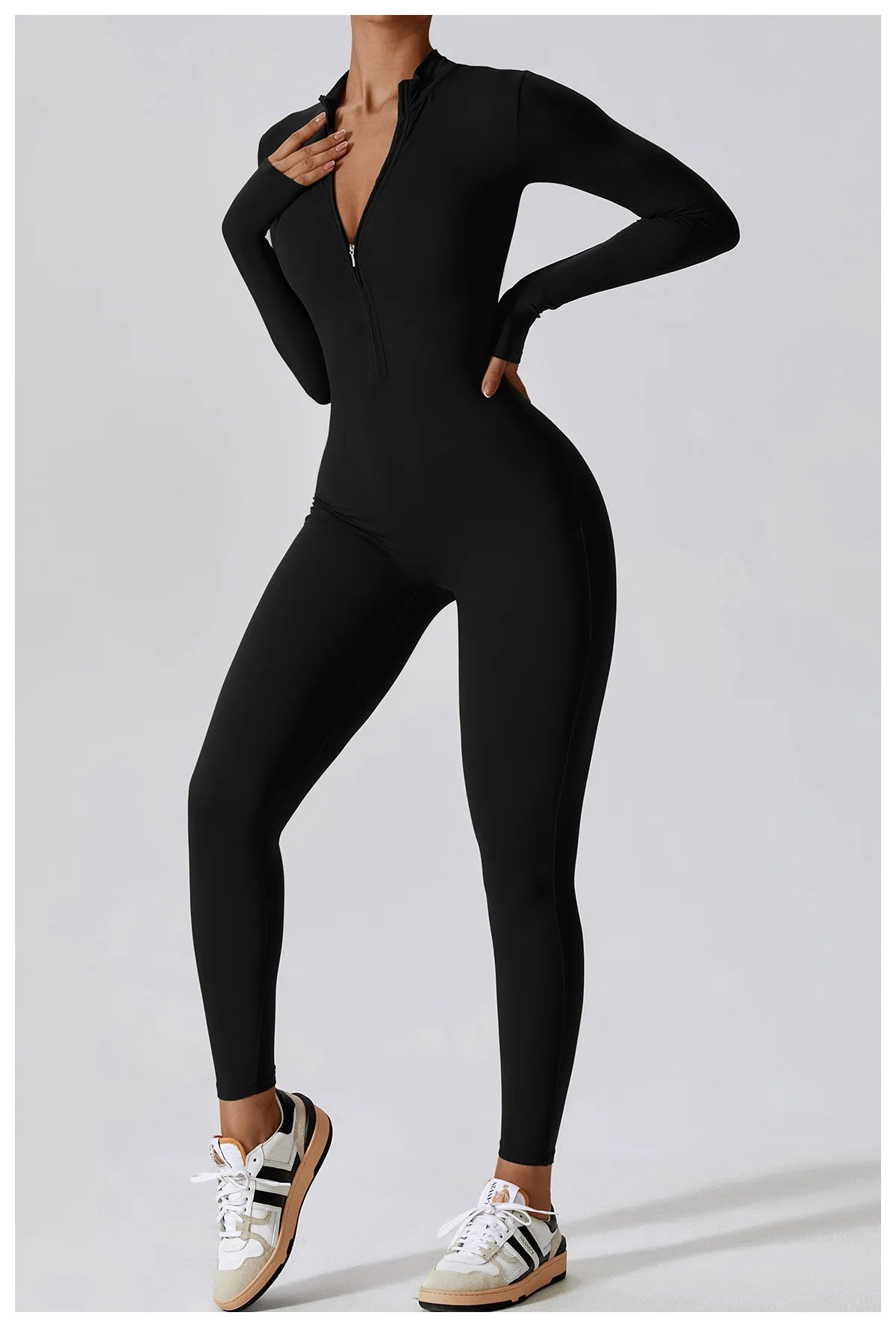 Yoga Set Sexy Long Sleeved Jumpsuit Suit Zipper Sexy Gym Exclusive Push Up Sit Ups Workout Clothes Fitness Bodysuit Sportswear