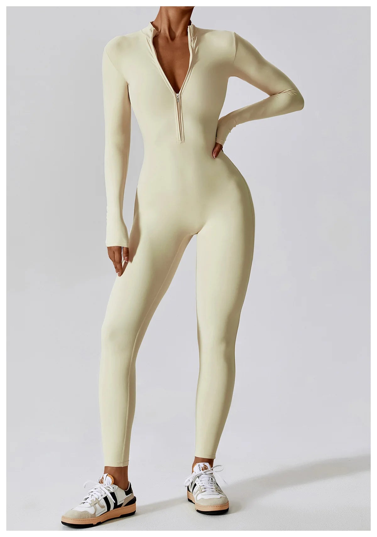 Yoga Set Sexy Long Sleeved Jumpsuit Suit Zipper Sexy Gym Exclusive Push Up Sit Ups Workout Clothes Fitness Bodysuit Sportswear