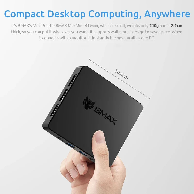 Mini PC B1 Mini Windows11Pro 8GB RAM 128GB ROM N4000 Micro Desktop Computer