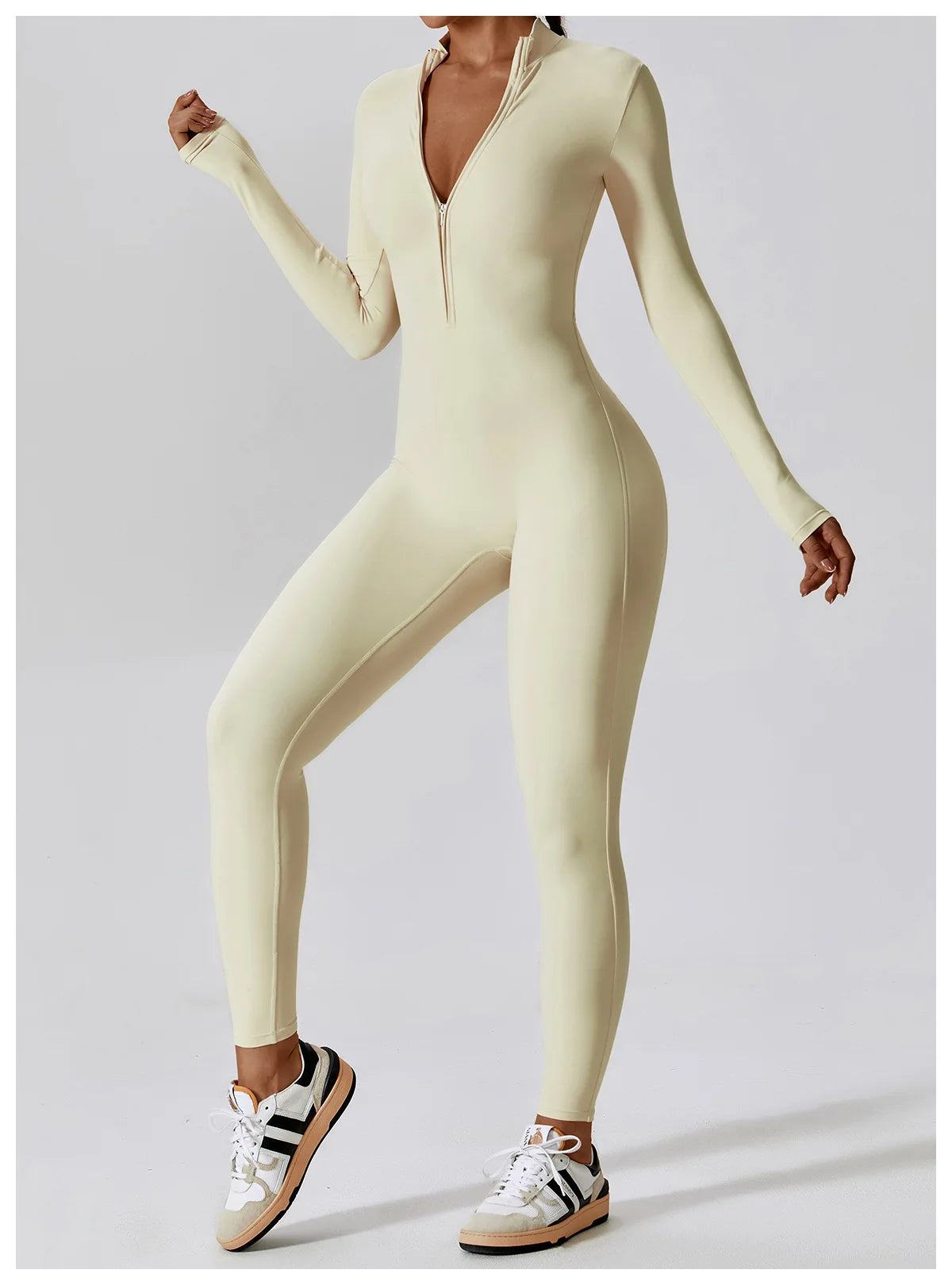 Yoga Set Sexy Long Sleeved Jumpsuit Suit Zipper Sexy Gym Exclusive Push Up Sit Ups Workout Clothes Fitness Bodysuit Sportswear