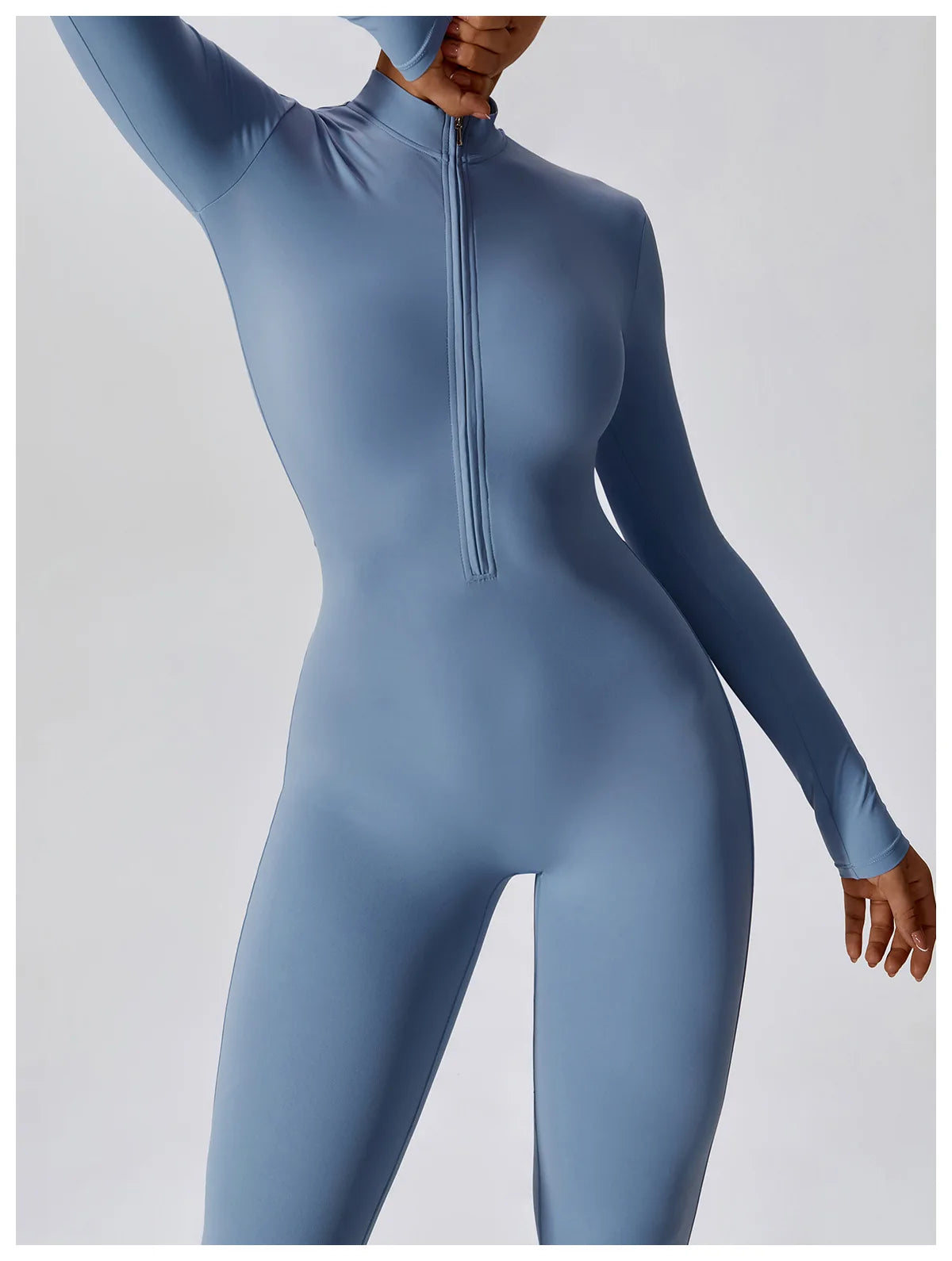 Yoga Set Sexy Long Sleeved Jumpsuit Suit Zipper Sexy Gym Exclusive Push Up Sit Ups Workout Clothes Fitness Bodysuit Sportswear