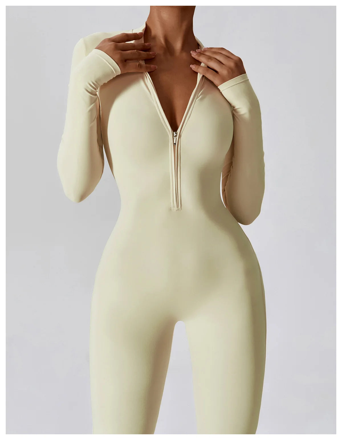 Yoga Set Sexy Long Sleeved Jumpsuit Suit Zipper Sexy Gym Exclusive Push Up Sit Ups Workout Clothes Fitness Bodysuit Sportswear