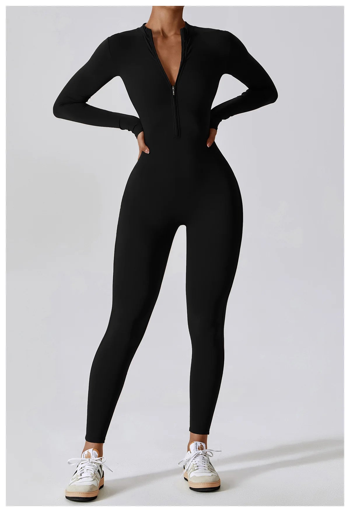 Yoga Set Sexy Long Sleeved Jumpsuit Suit Zipper Sexy Gym Exclusive Push Up Sit Ups Workout Clothes Fitness Bodysuit Sportswear
