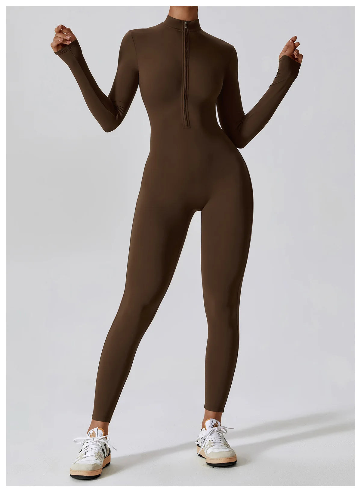 Yoga Set Sexy Long Sleeved Jumpsuit Suit Zipper Sexy Gym Exclusive Push Up Sit Ups Workout Clothes Fitness Bodysuit Sportswear