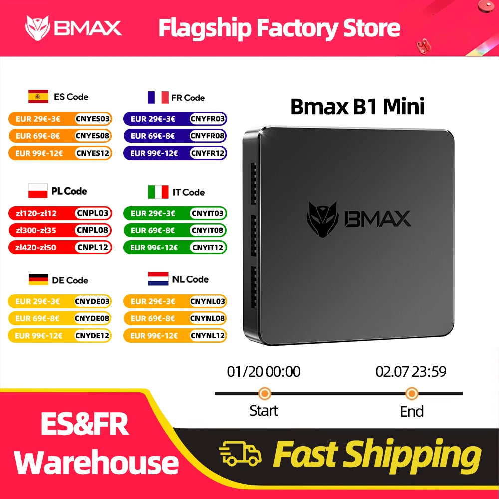 Mini PC B1 Mini Windows11Pro 8GB RAM 128GB ROM N4000 Micro Desktop Computer