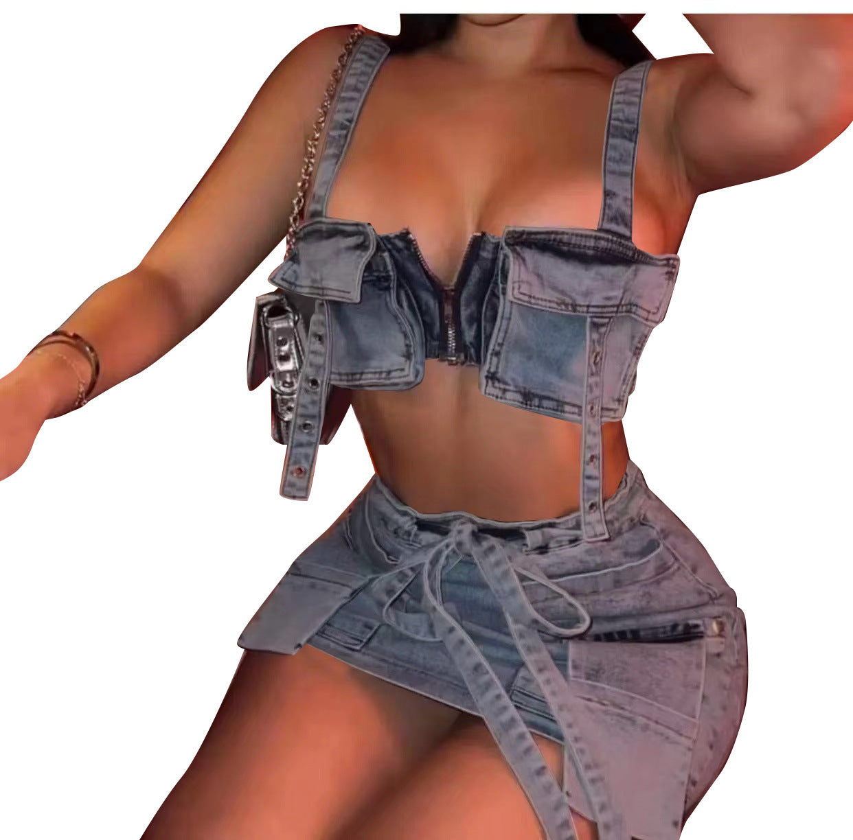 Denim Strapless Suit
