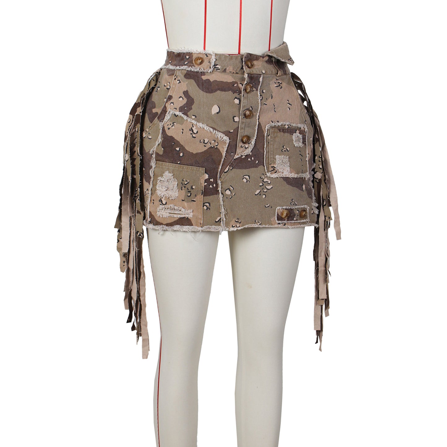 Camouflage Tassel Patch Skirt