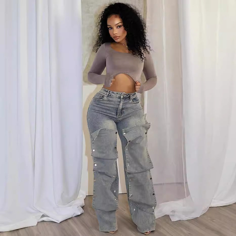 Women's Button Jeans