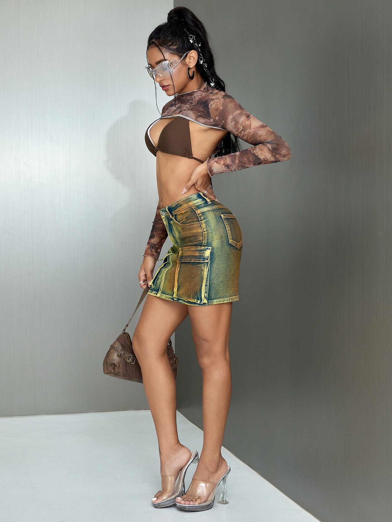 Denim Stretch Ultra-short Skirt