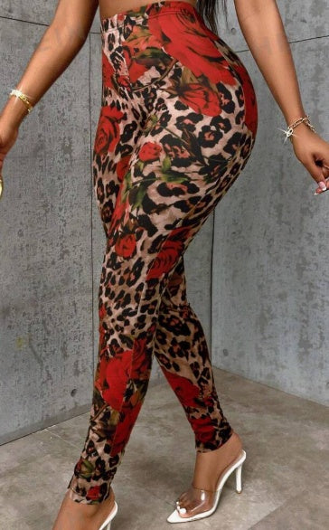 Casual Colorblock Stretchy Leggings
