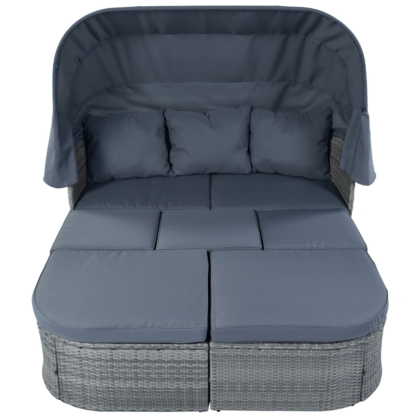 Patio Furniture Set Daybed Sunbed With Canopy Wicker Conversation Set