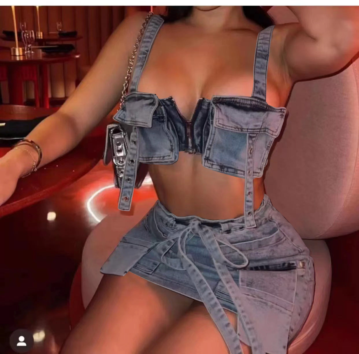 Denim Strapless Suit