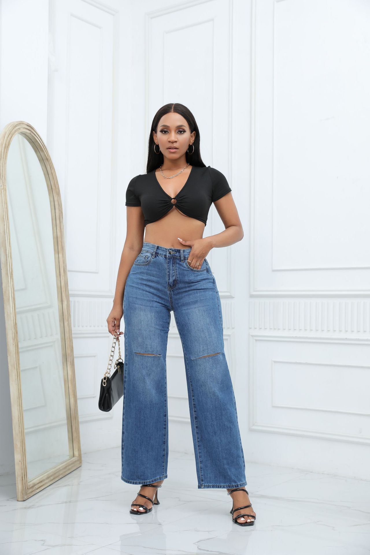 Elegant Ripped Jeans Women