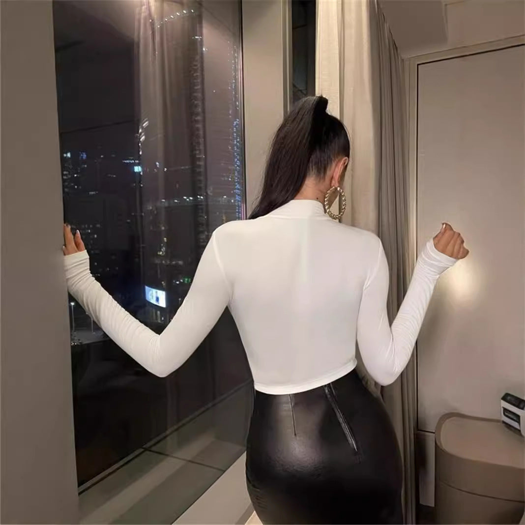 Slim Fit All-match Pleated Small Turtleneck