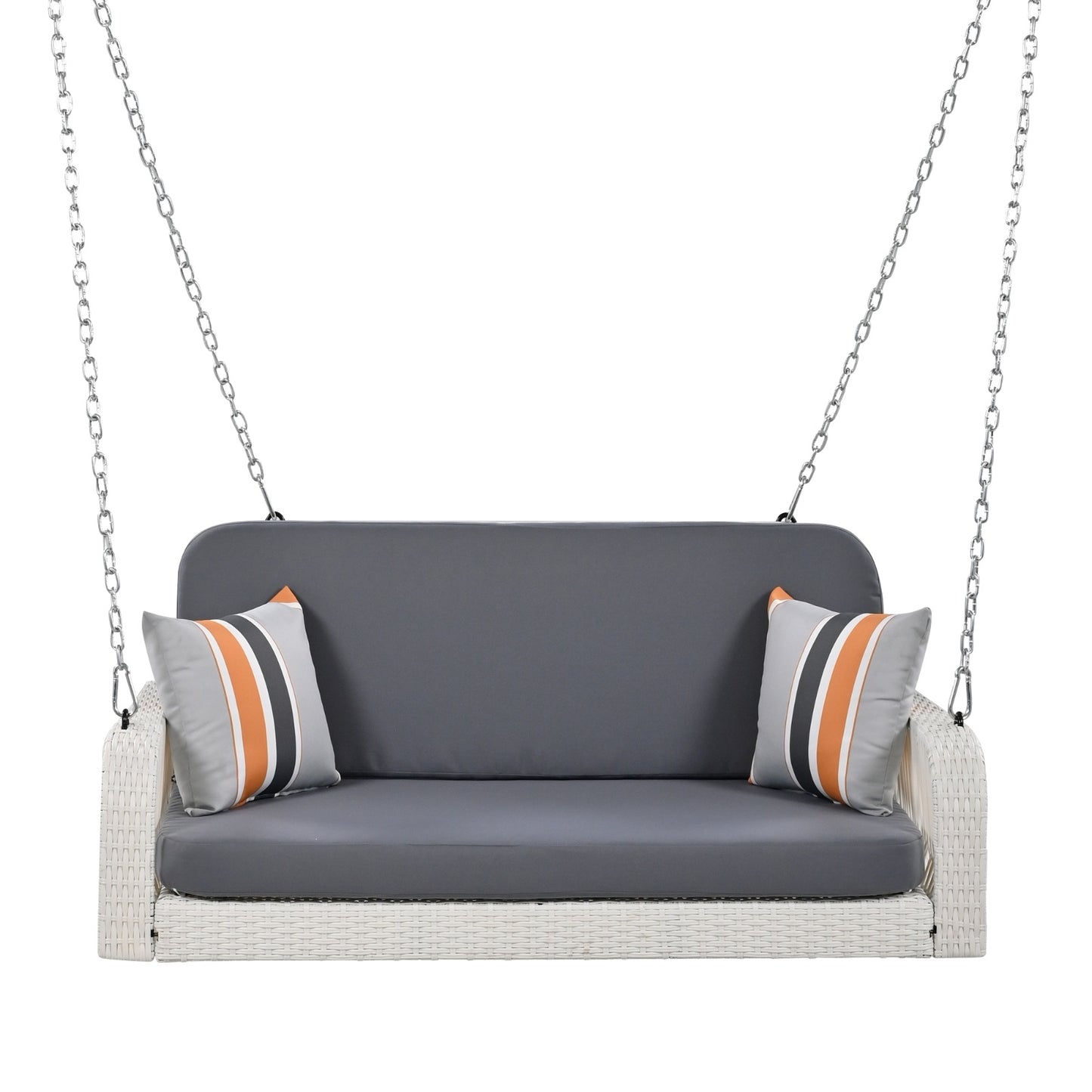 Wicker Porch Swing, 2-Seater Hanging Bench With Chains, Patio Furniture Swing For